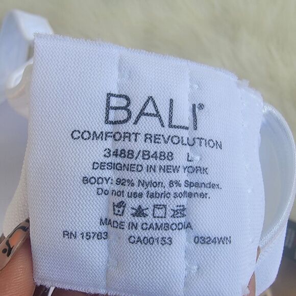 Bali Comfort Revolution Wireless Bra White large DF3488 3488 Cool Comfort - Picture 3 of 3